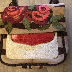 Vintage Stunning VALENTINO GARAVANI Embroidered Pony Hair Crossbody Handbag